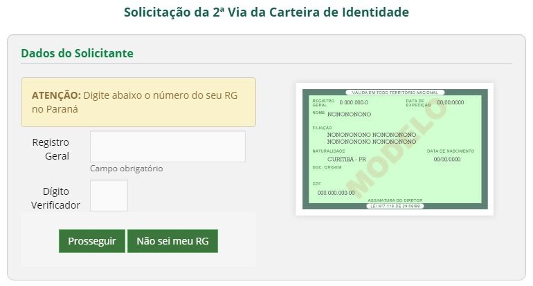 Fazer seunda via do rg por internet Maringá